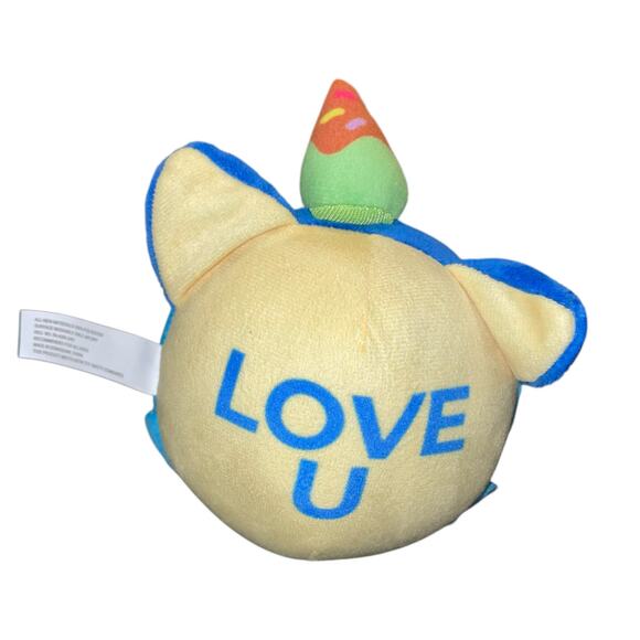 Krew District Funneh Plush Teddy Head Cat Love U Pillow Cushion Stuffed 6" Blue - Picture 6 of 12